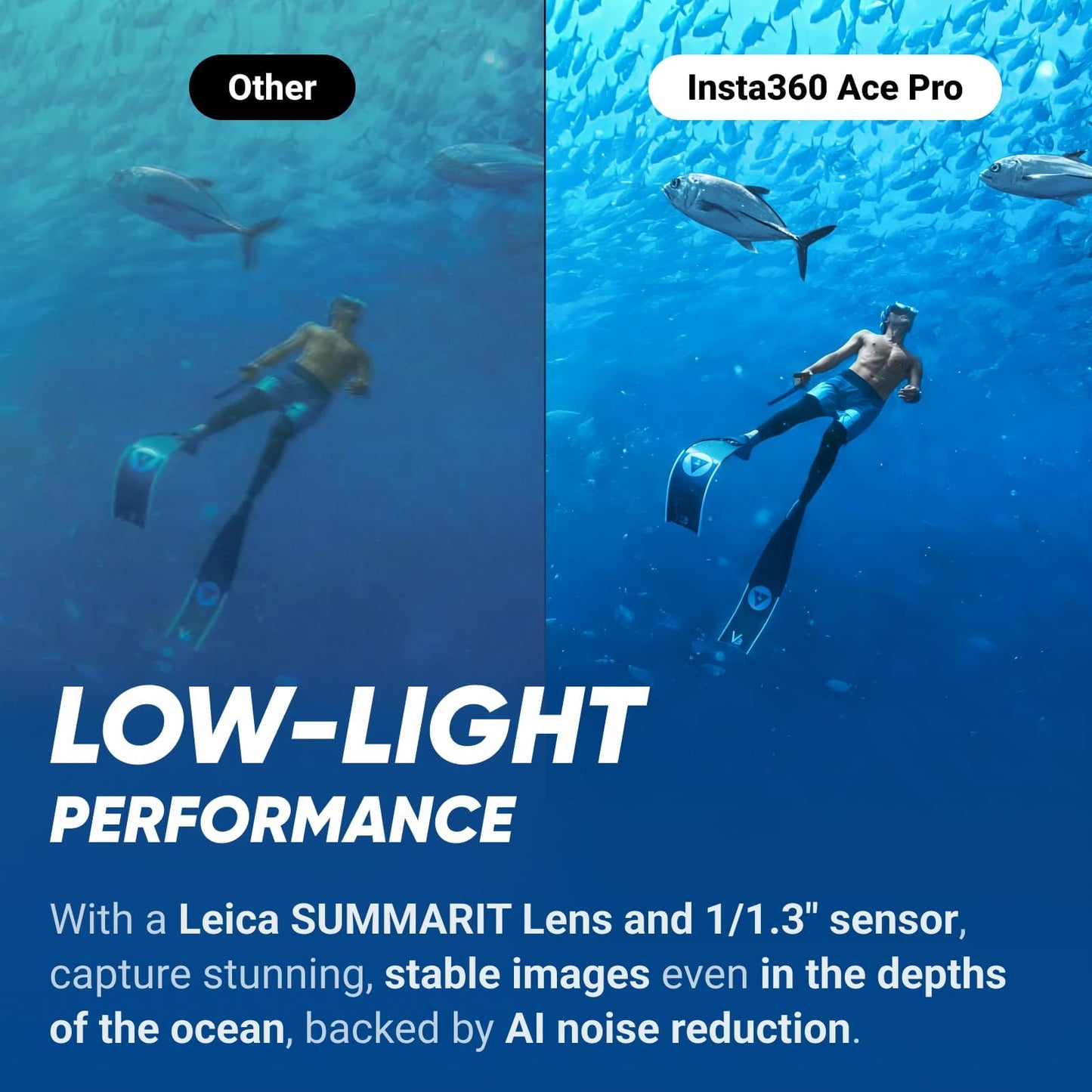 Insta360 Ace Pro Tauch-Bundle – 4K120fps Actioncam, wasserdicht, 1/1,3" Sensor, Klappdisplay, KI-Rauschunterdrückung, ideal für Sport & Reisen